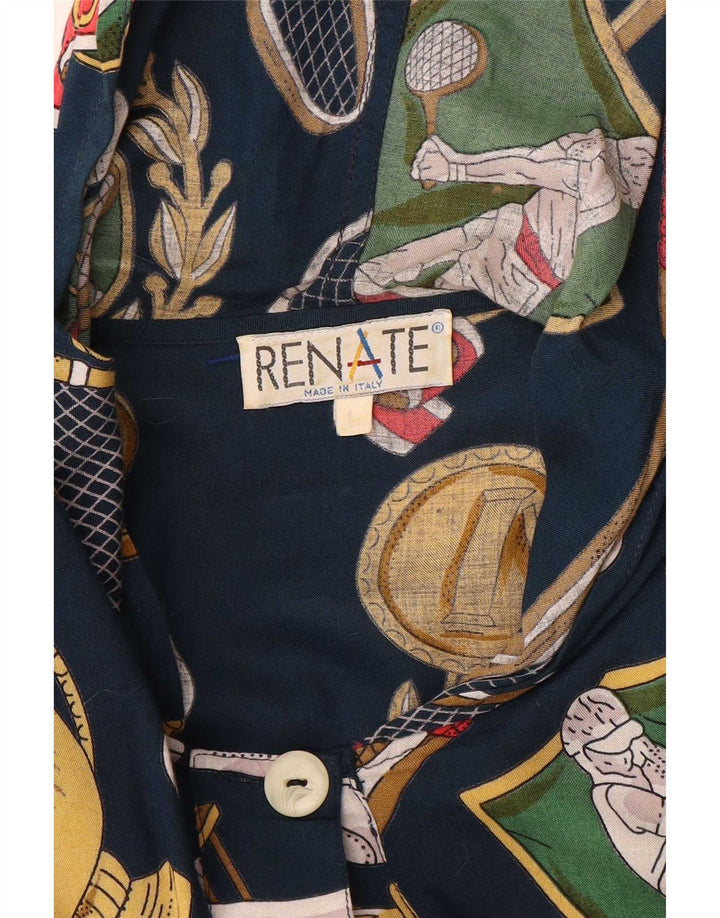 Übergroße Damen-Hemdbluse mit abstraktem Muster von Renate, Größe 40, Marineblau