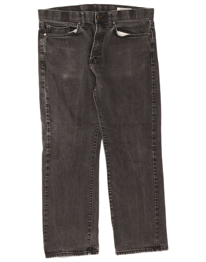 Marks & Spencer Herren Straight Jeans W34 L29 Schwarze Baumwolle