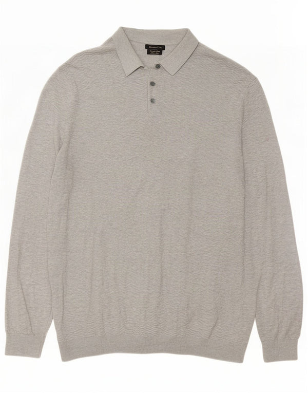 Massimo Dutti Herren-Pullover mit Rollkragen, XL, graue Baumwolle