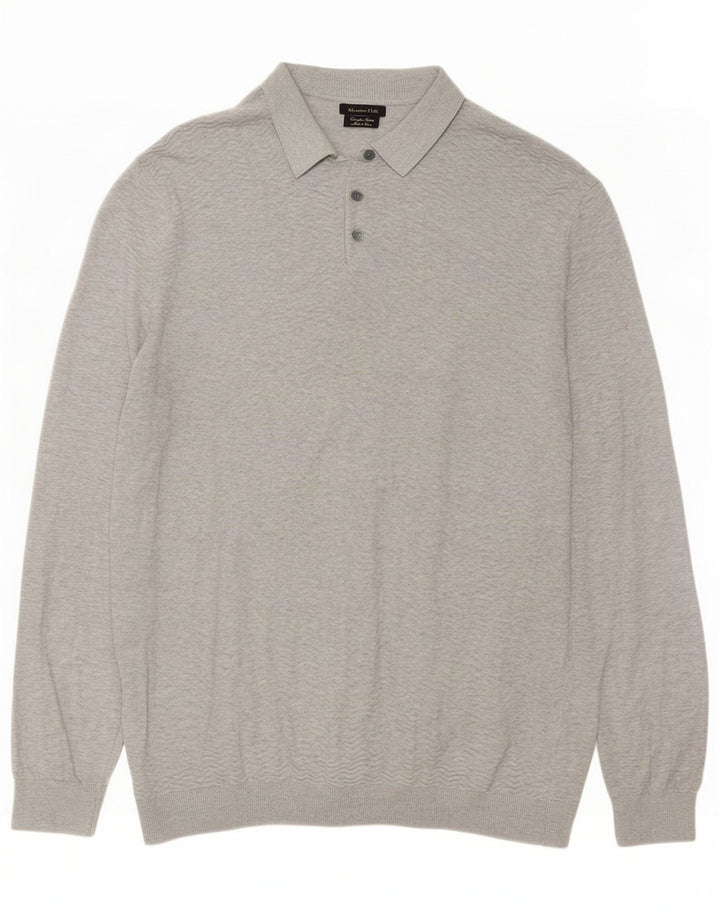 Massimo Dutti Herren-Pullover mit Rollkragen, XL, graue Baumwolle