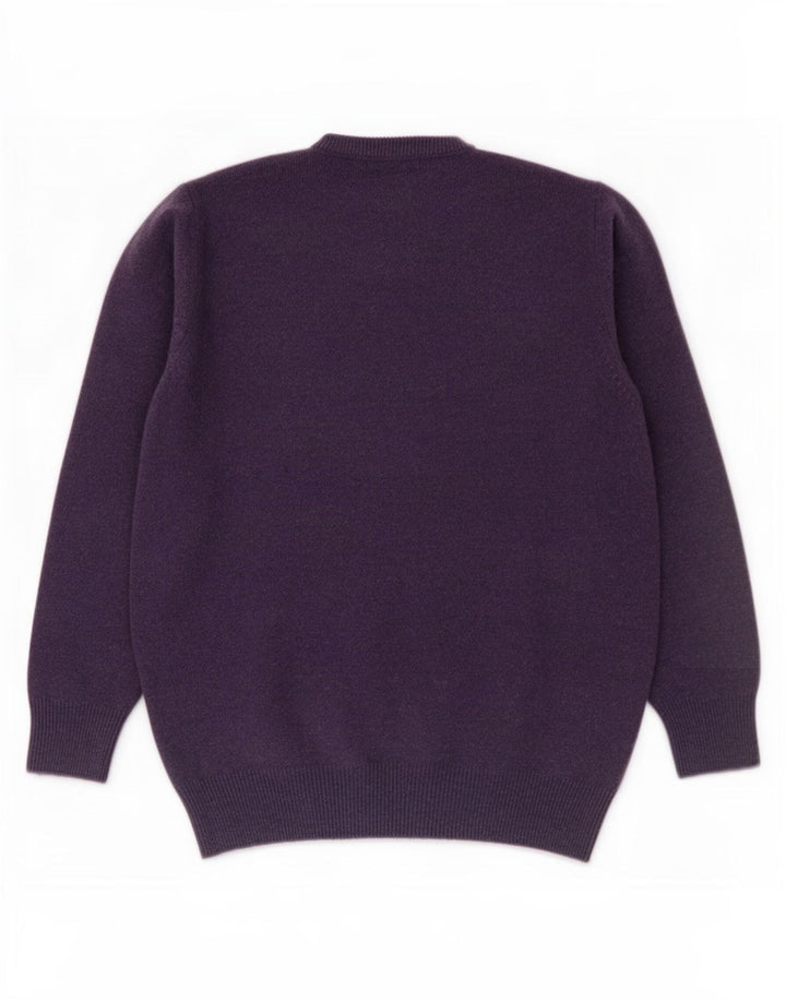 Marks & Spencer Herren-Pullover mit Rundhalsausschnitt, mittelviolette Lammwolle