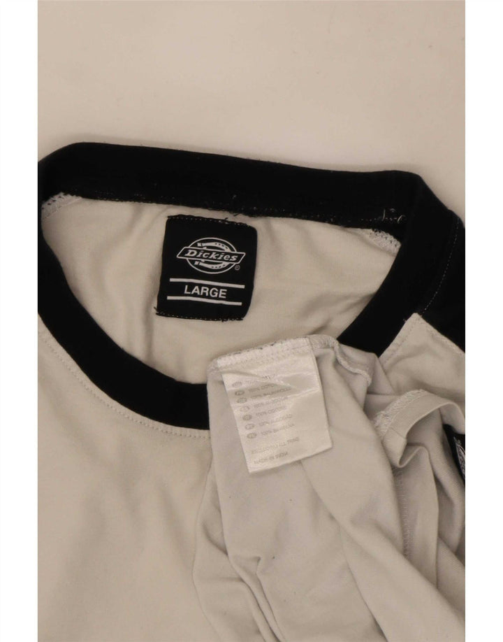 Dickies Herren-Oberteil, langärmelig, groß, weiße Farbblock-Baumwolle