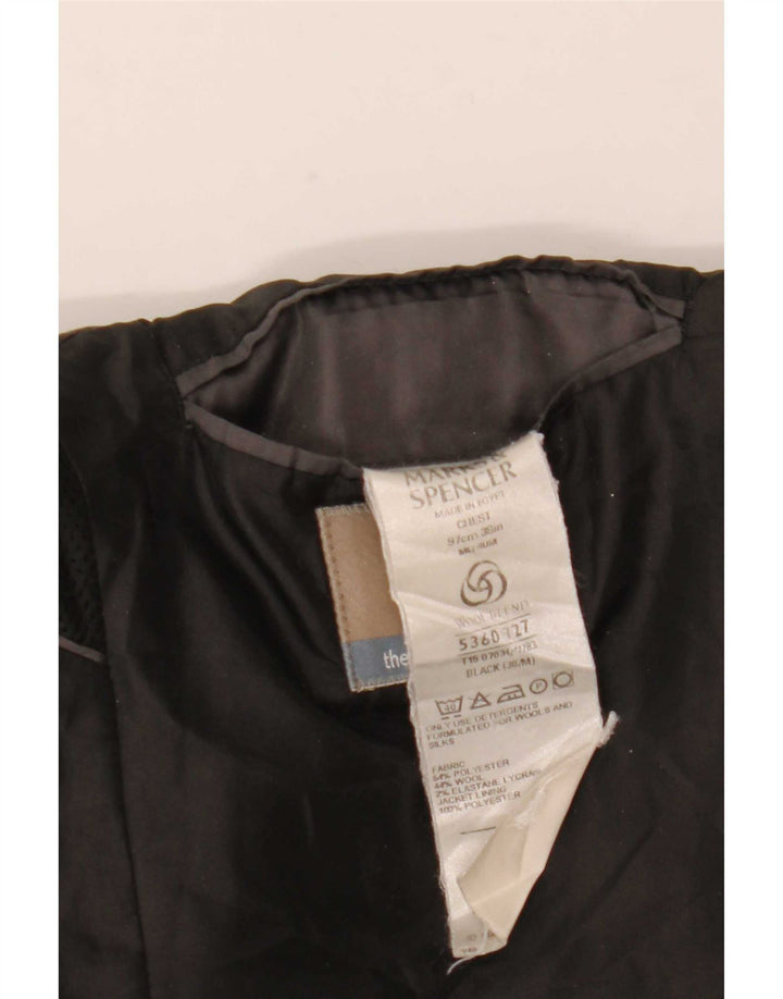 Marks & Spencer Herren-Blazer mit 3 Knöpfen, UK 38, mittelschwarze Wolle