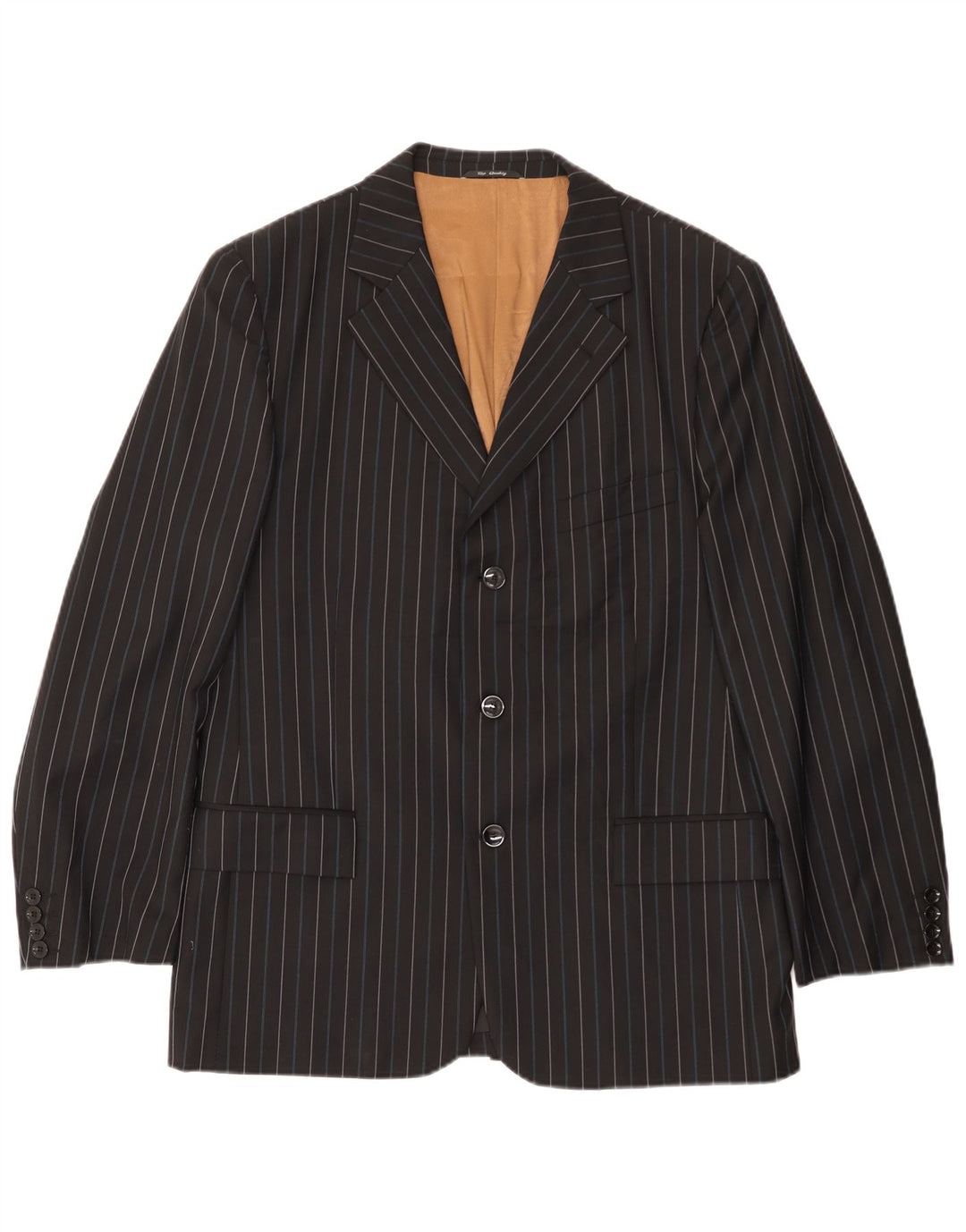 Peter & Sons Herren-Blazer mit 3 Knöpfen, IT 54 2XL, schwarz gestreift, Wolle