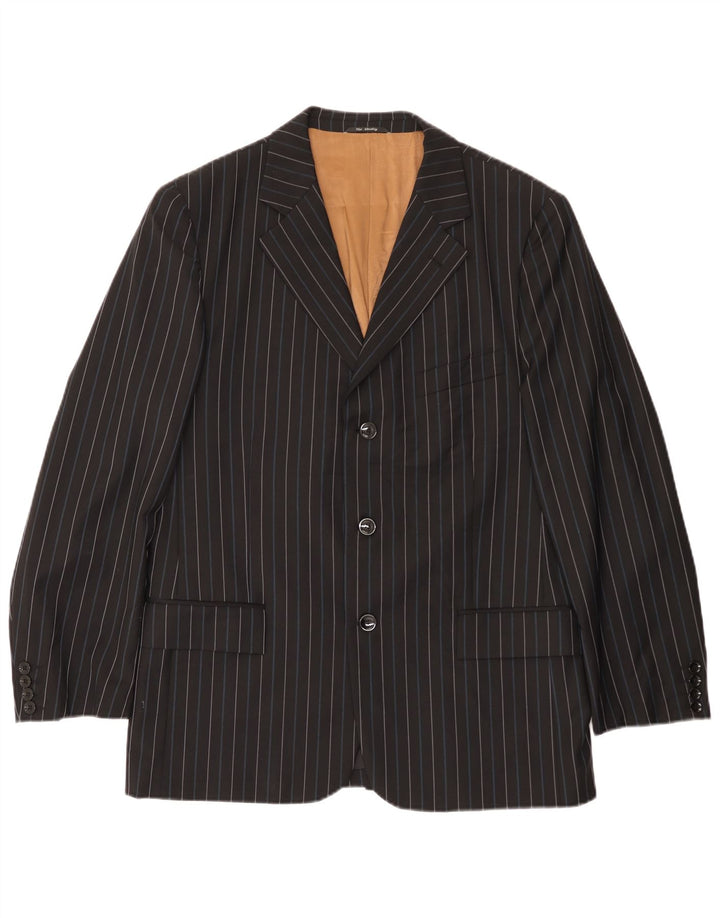 Peter & Sons Herren-Blazer mit 3 Knöpfen, IT 54 2XL, schwarz gestreift, Wolle
