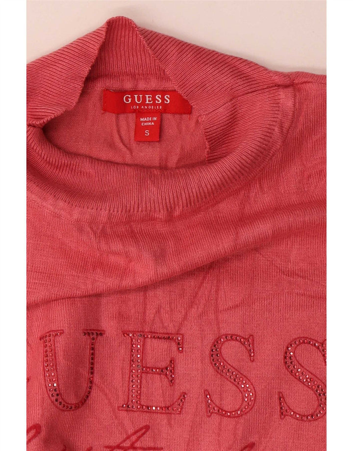 Guess Damen-Pullover mit grafischem Rollkragen, Gr. 10, Rosa