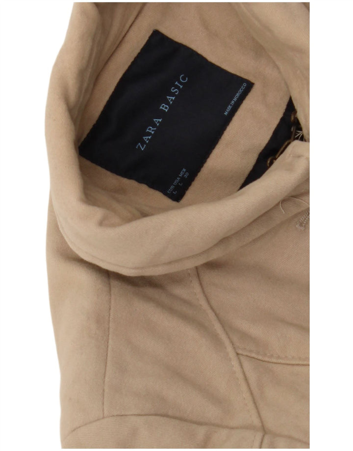 Zara Damen Mantel UK 14 Large Beige Baumwolle
