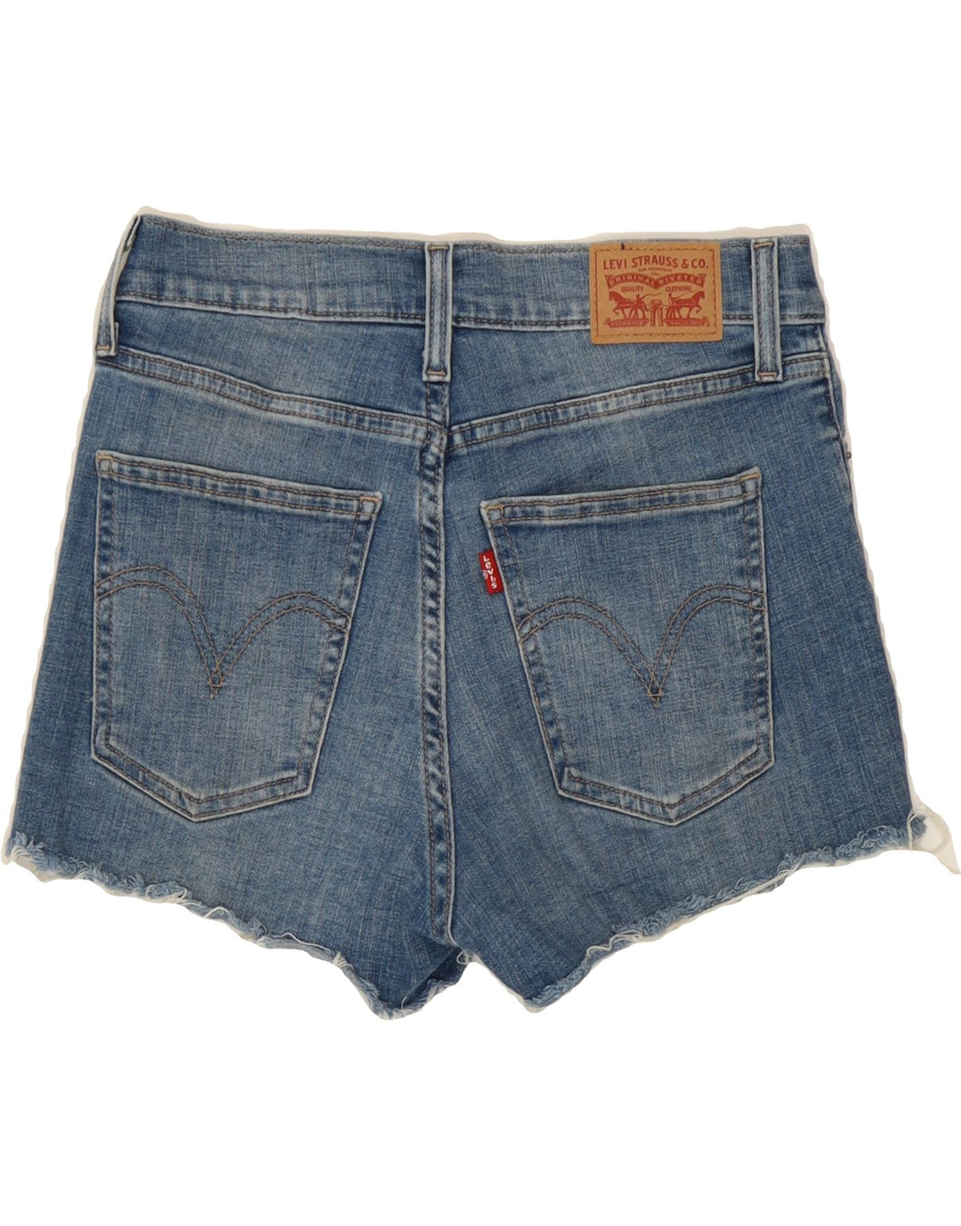 LEVI'S Womens Distressed Denim Shorts W26 Small Blue Cotton Vintage Levi's and Second-Hand Levi's from Messina Hembry 