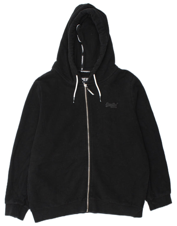 Superdry Damen Orange Label Zip Hoodie Pullover UK 16 Large Schwarz