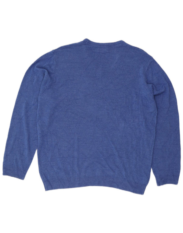 Marks & Spencer Herren-Pullover mit V-Ausschnitt, 2XL, blaues Acryl