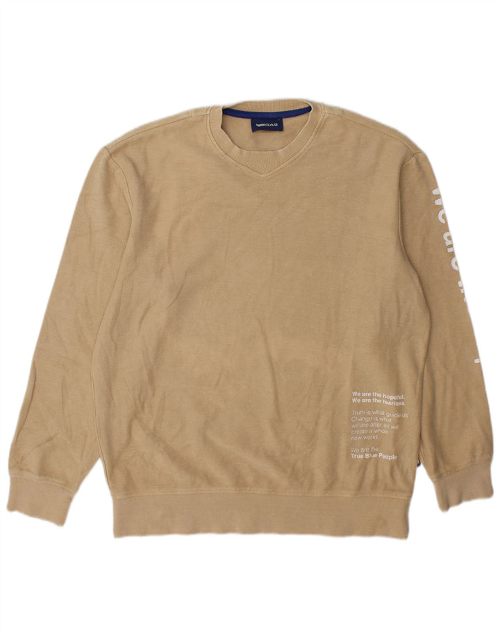 Gas Herren-Sweatshirt mit Grafik, mittelbeige Baumwolle