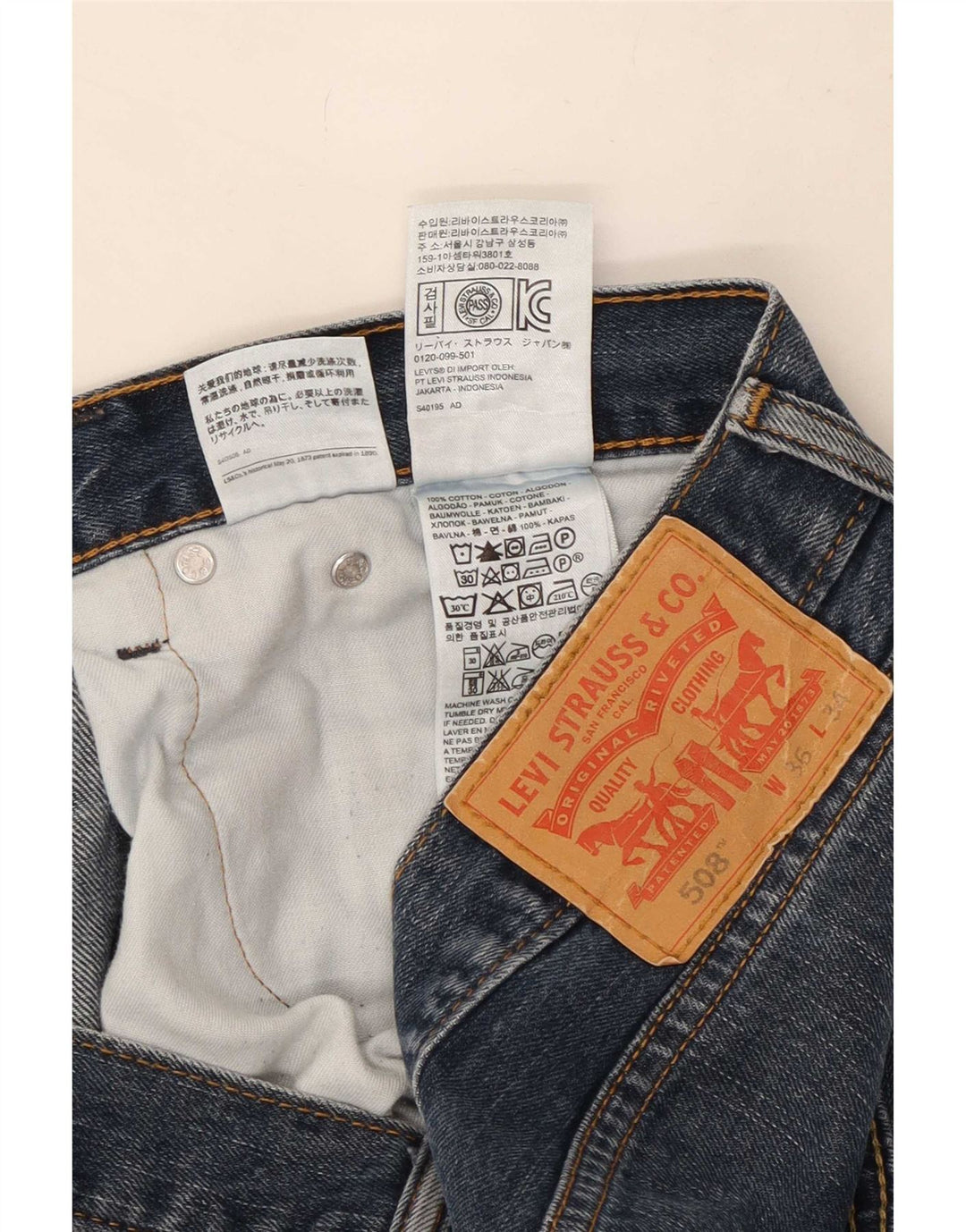 Levi's Herren 508 Straight Jeans W36 L29 Marineblau Baumwolle