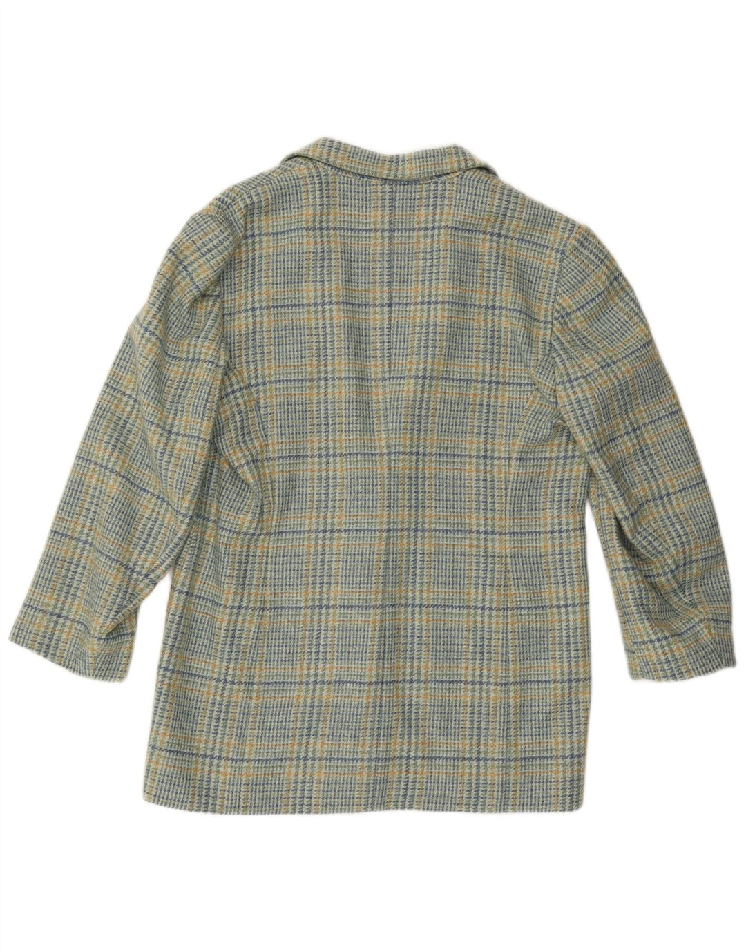 Vintage Damen 2-Knopf-Blazerjacke IT 46 Große blau karierte Wolle