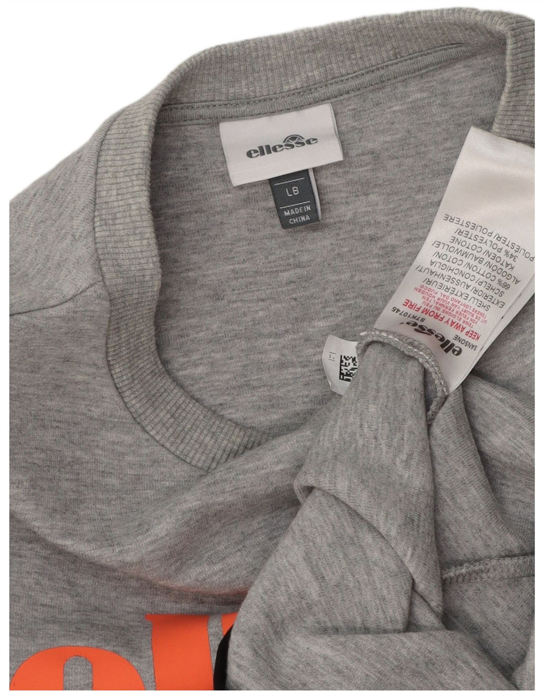 ELLESSE Grafik-Sweatshirtpullover für Damen, UK 14, Größe L, grau meliert, Baumwolle