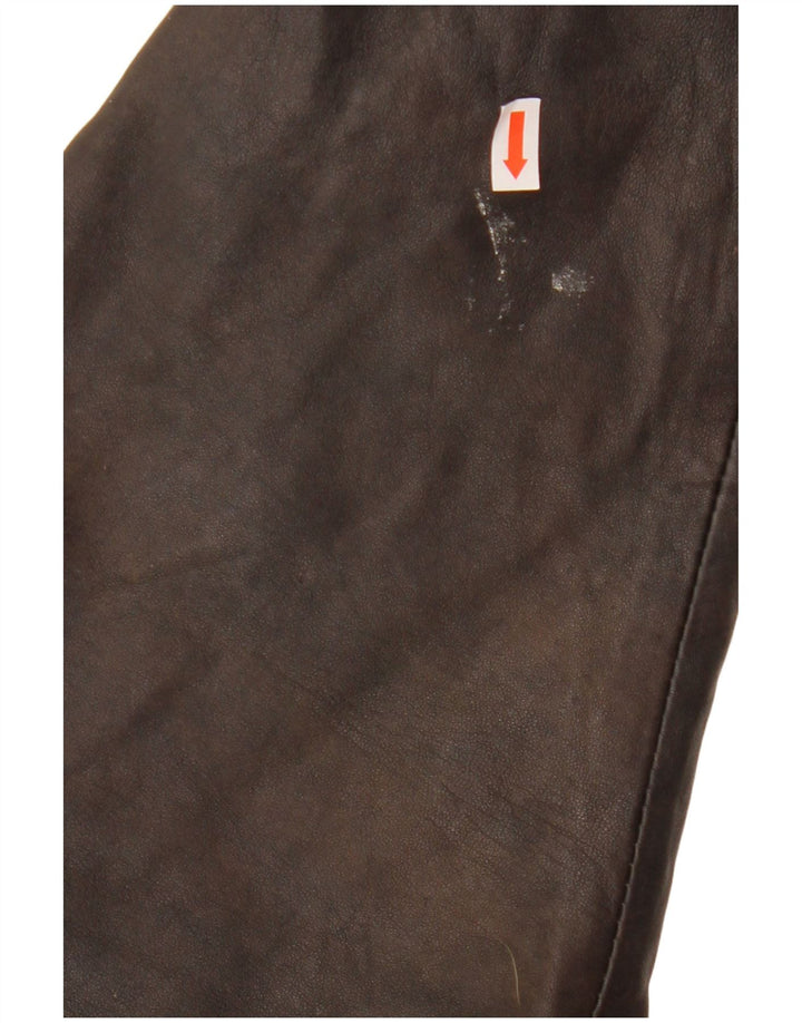 VINTAGE Damen Ledermantel mit Kapuze EU 38 Mittelbraunes Leder