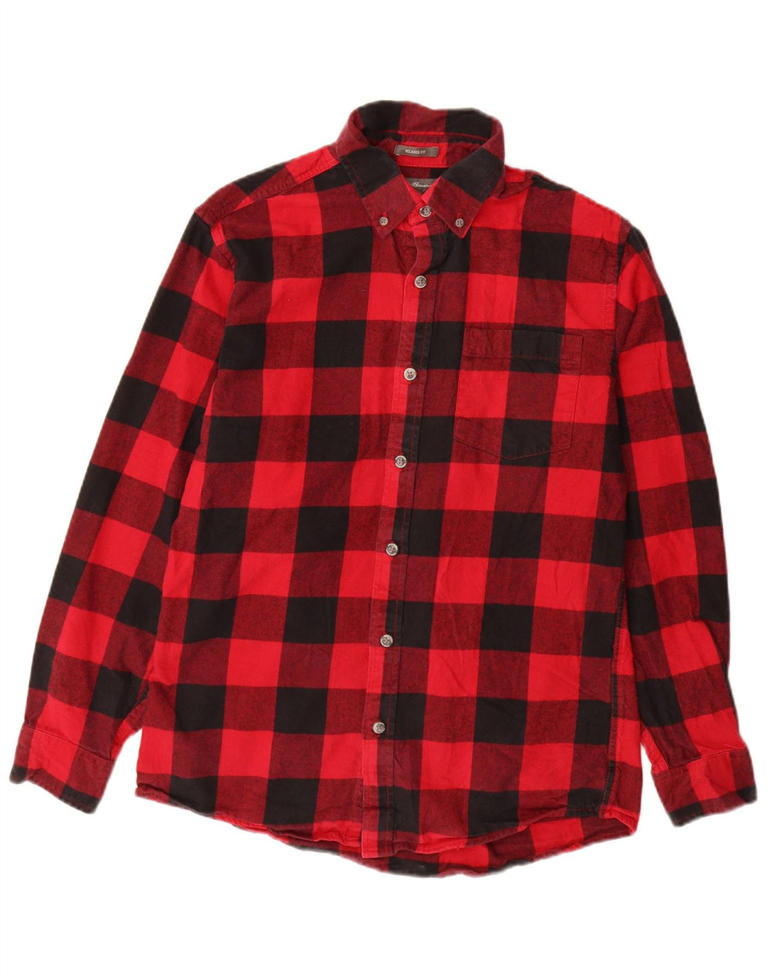 Eddie Bauer Herren-Flanellhemd mit entspannter Passform, klein, rot kariert, Baumwolle
