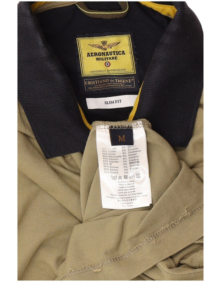 AERONAUTICA MILITARE Grafisches Slim-Fit-Poloshirt für Herren aus mittlerer Khaki-Baumwolle
