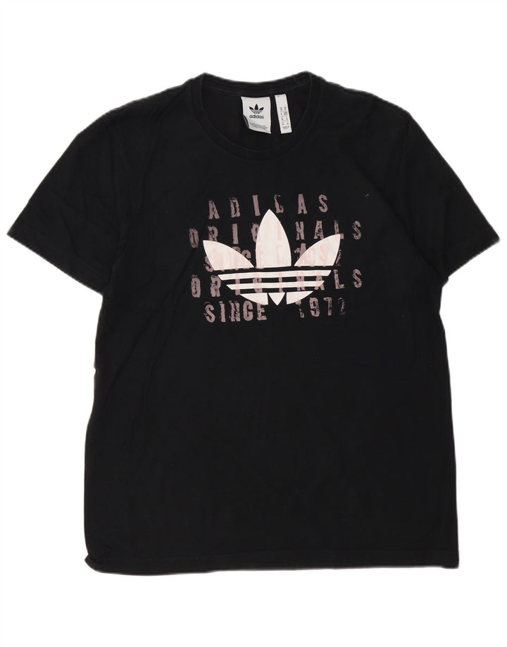 ADIDAS Mens Graphic T-Shirt Top Medium Black Cotton