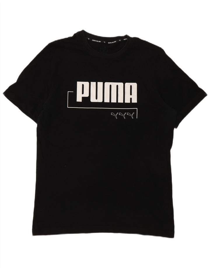 PUMA Herren Grafik T-Shirt Top Medium Schwarz Baumwolle