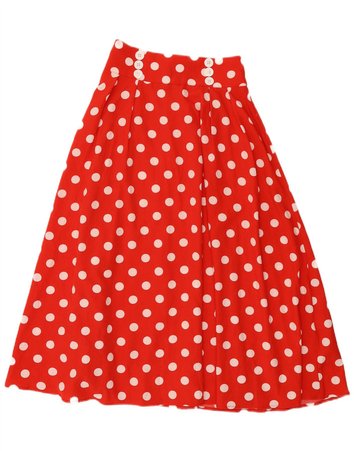 Shein Damen ausgestellter Rock XS W24 Rot gepunktetes Polyester