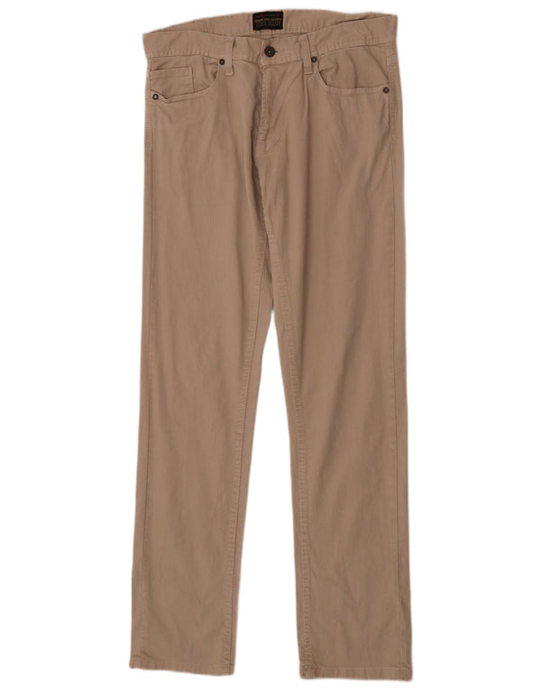 Zara Herren Straight Jeans EU 42 Large W32 L34 Beige Baumwolle