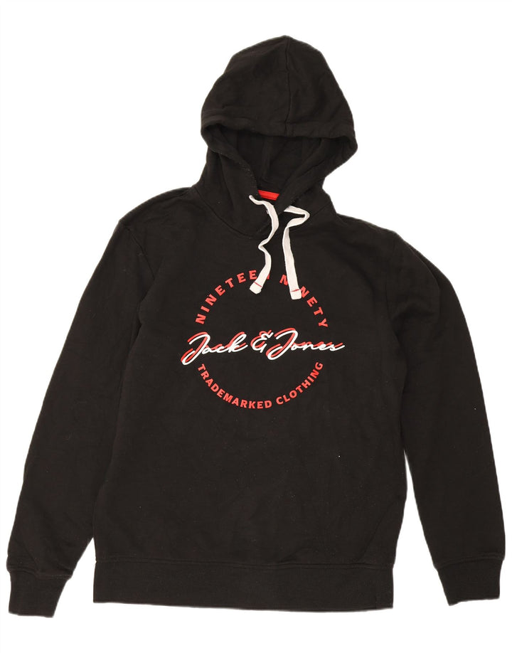 Jack & Jones Herren-Pullover mit grafischem Kapuzenpullover, Größe L, Schwarz