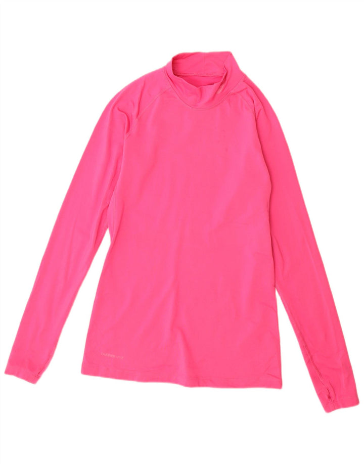 Nike Damen Dri Fit Top Langarm UK 12 Mittelrosa Polyester