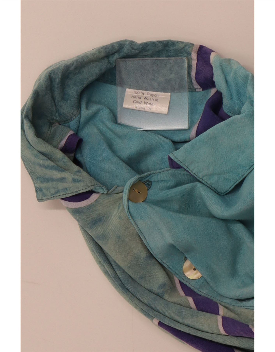 VINTAGE Herren Hemd mit abstraktem Muster XL Blau Rayon