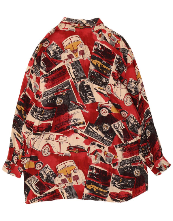 Vintage Damen Hemd mit abstraktem Muster 3XL Mehrfarbige Autos