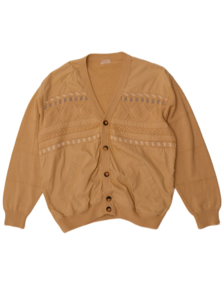 Vintage Herren Cardigan Pullover Groß Beige gestreift