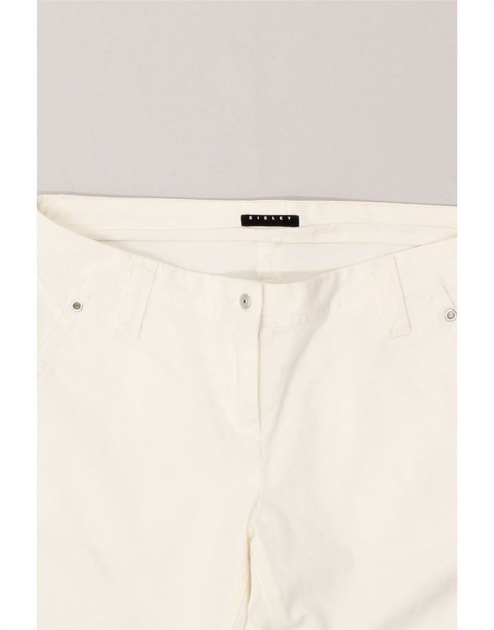 SISLEY Womens Bootcut Chino Trousers IT 42 Medium W30 L29 White Cotton Vintage Sisley and Second-Hand Sisley from Messina Hembry 