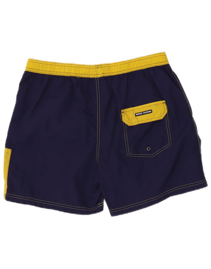 Sergio Tacchini Herren-Badeshorts XL, marineblaues Colourblock-Polyamid