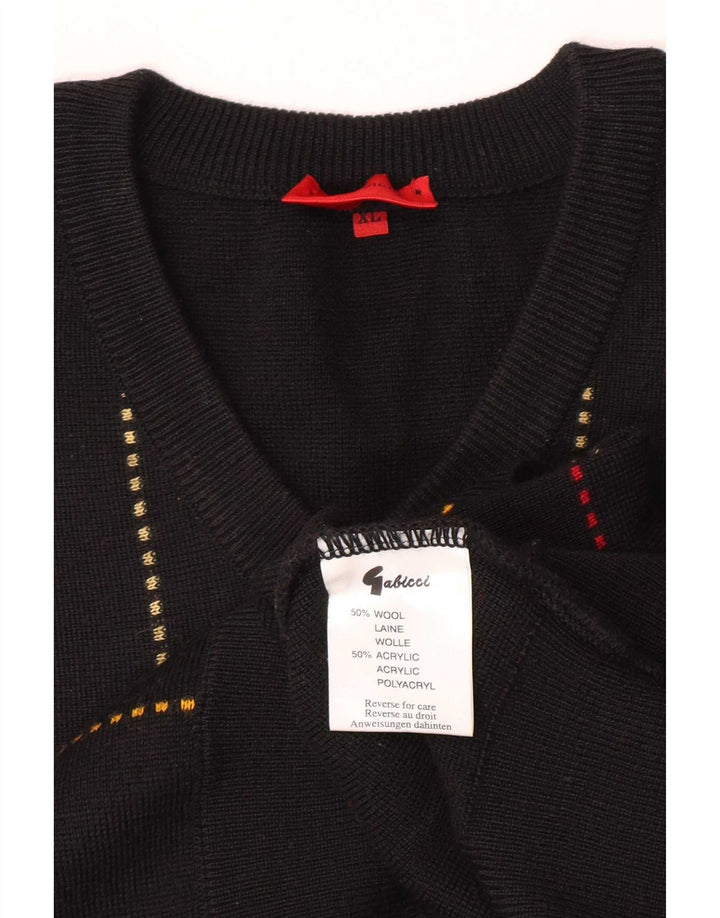 Gabicci Herren-Pullover mit V-Ausschnitt, XL, schwarz gestreift, Wolle