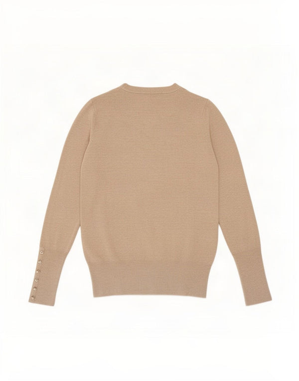 Zara Damen-Pullover mit V-Ausschnitt, UK 12, Medium Beige, Viskose