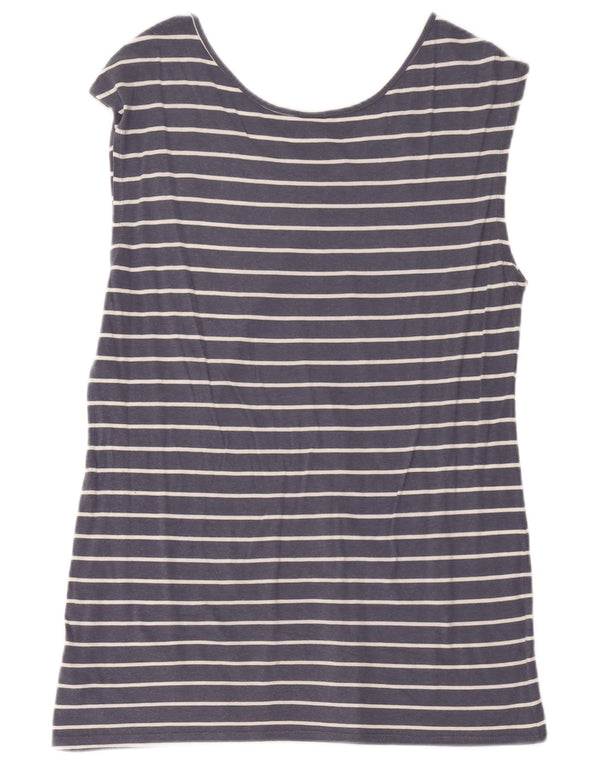 Puma Damen Weste Top UK 16 Large Marineblau gestreift Baumwolle