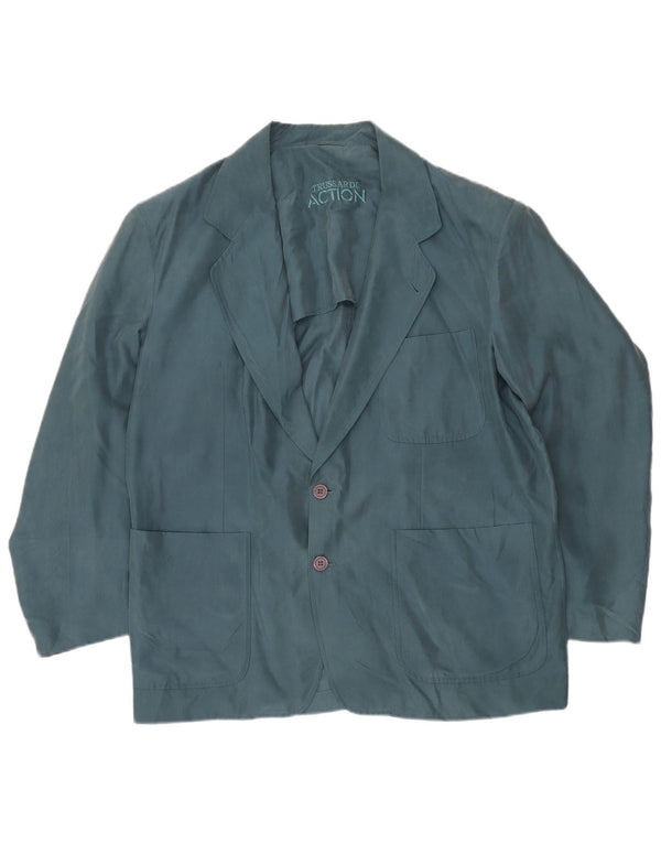 TRUSSARDI Herren-Blazer mit 2 Knöpfen, IT 54, 2XL, blaue Seide