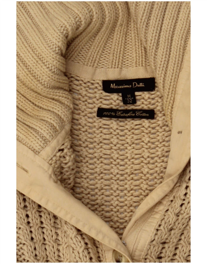 Massimo Dutti Damen-Cardigan-Pullover UK 12 Mittelbeige Baumwolle
