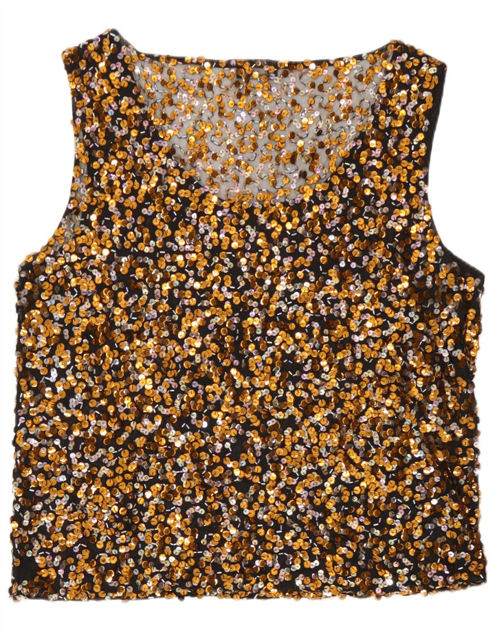 Vera Mont Damen Paillettenblusenoberteil UK 16 Large Gold