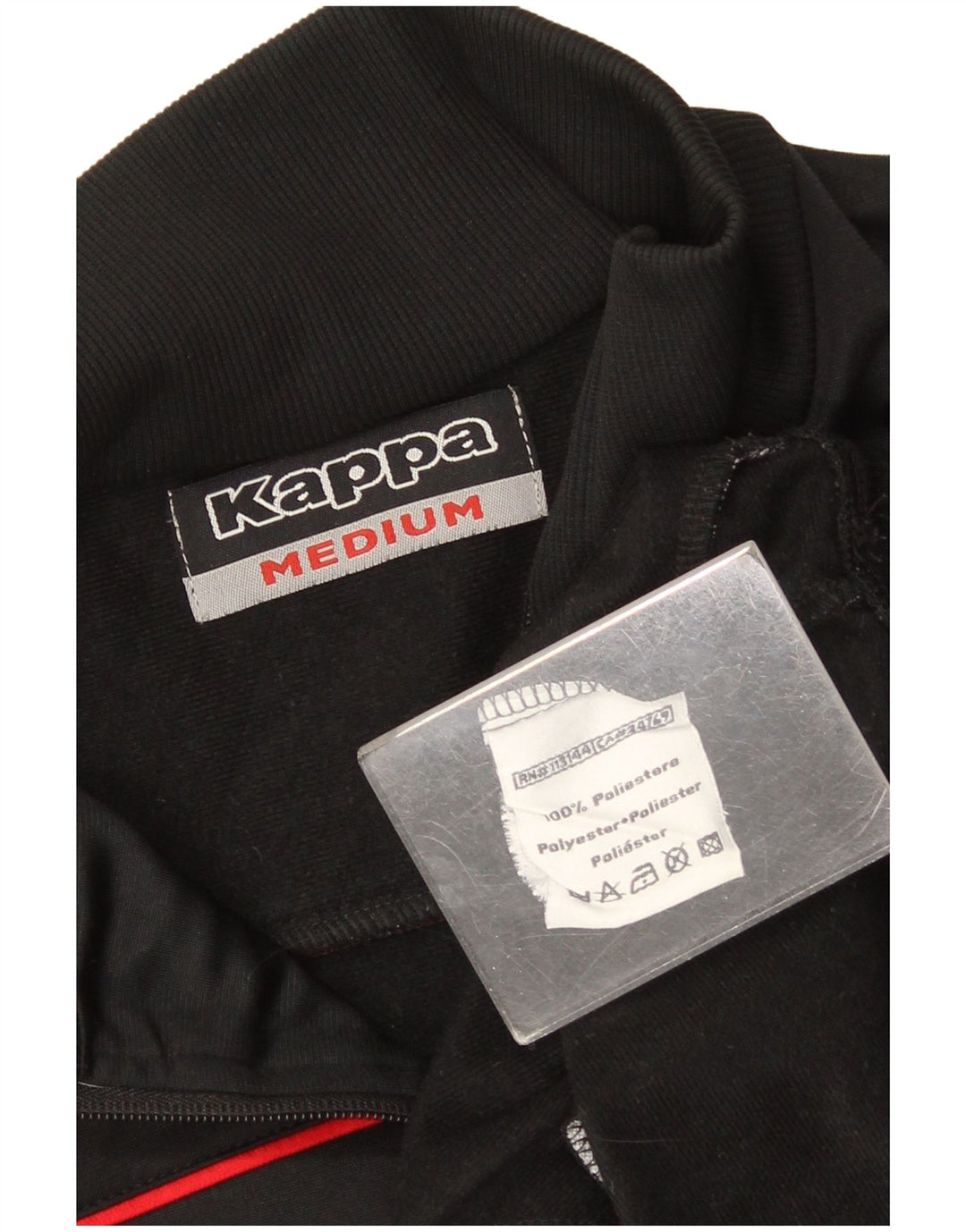 Kappa Herren-Trainingsanzug-Top-Jacke, mittelschwarz, gestreift, Polyester
