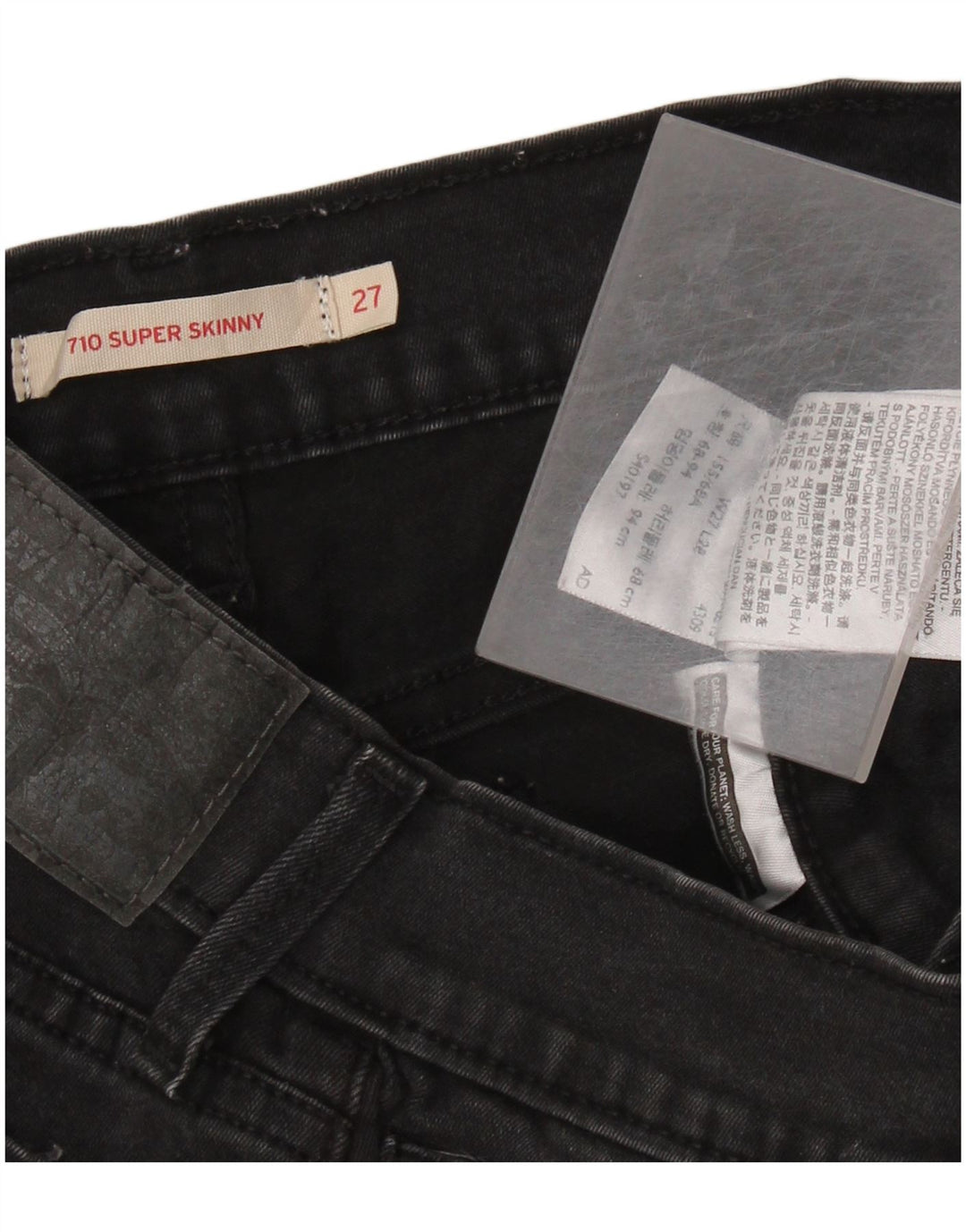 LEVI'S Damen 710 Super Skinny Jeans W27 L28 Schwarze Baumwolle