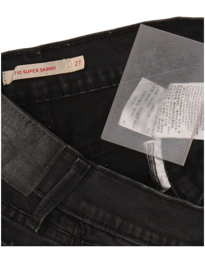 LEVI'S Damen 710 Super Skinny Jeans W27 L28 Schwarze Baumwolle