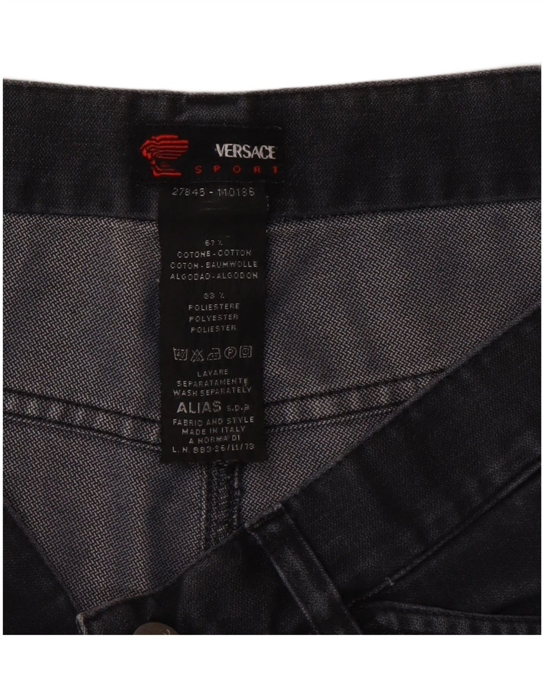Versace Herren Straight Jeans W34 L34 Graue Baumwolle