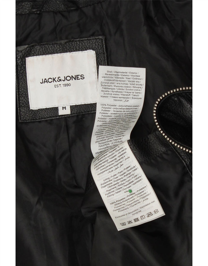 Jack & Jones Herren Kunstlederjacke UK 38 Medium Schwarz Polyester