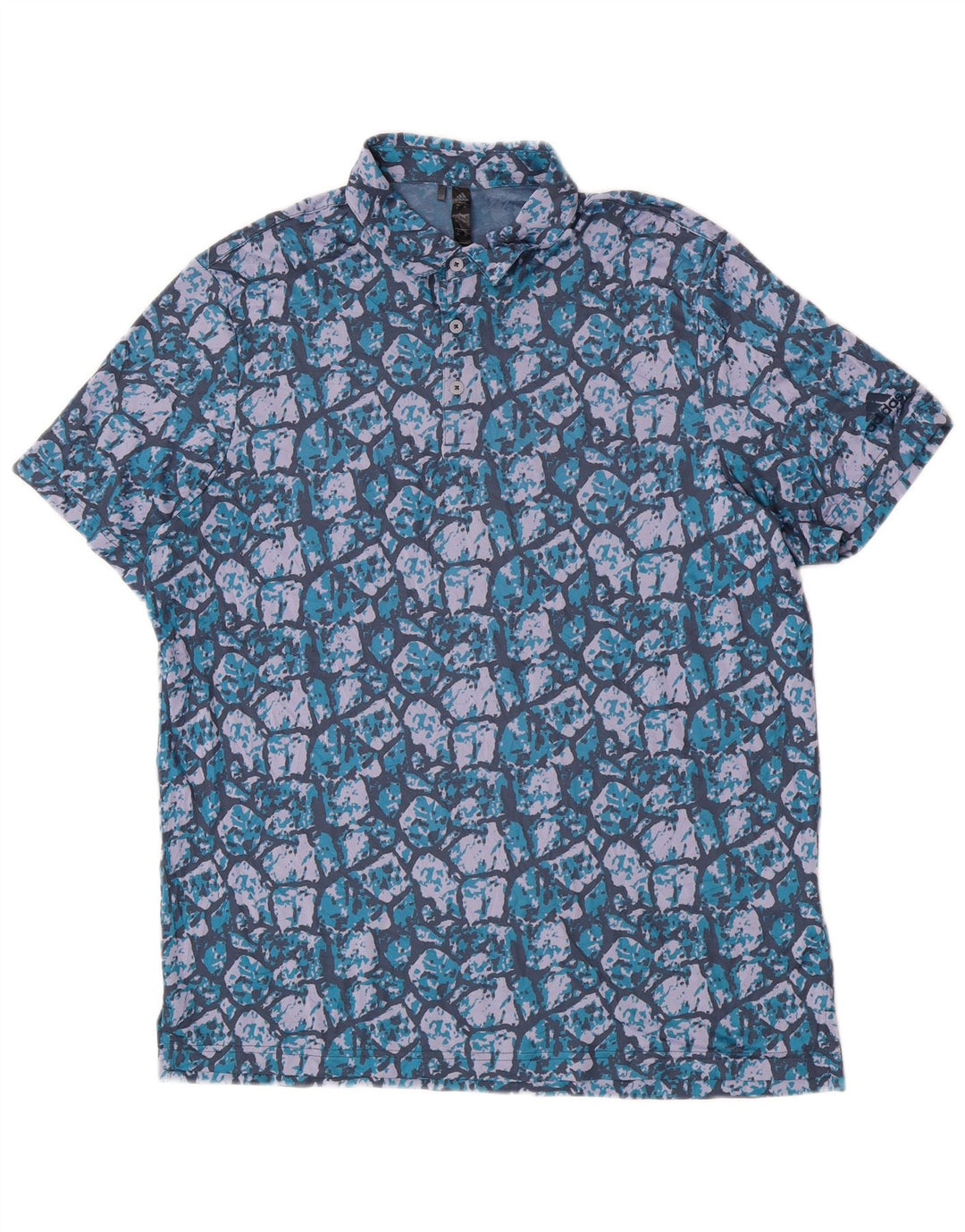 Adidas Herren-Poloshirt mit abstraktem Muster, XL, blau, Polyester