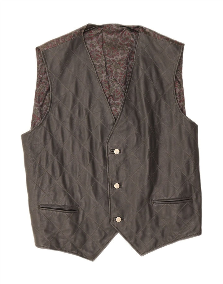 Vintage Herren Lederweste groß schwarz Paisley
