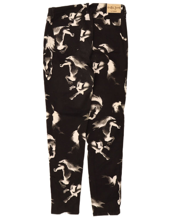DESIGUAL Damen Skinny Freizeithose EU 44 XL W34 L31 Schwarzer Animal-Print