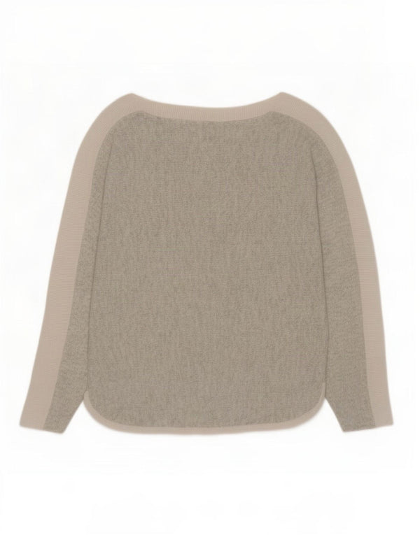 Oasis Damen-Pullover mit U-Boot-Ausschnitt, UK 16, Größe L, graue Farbblock-Viskose