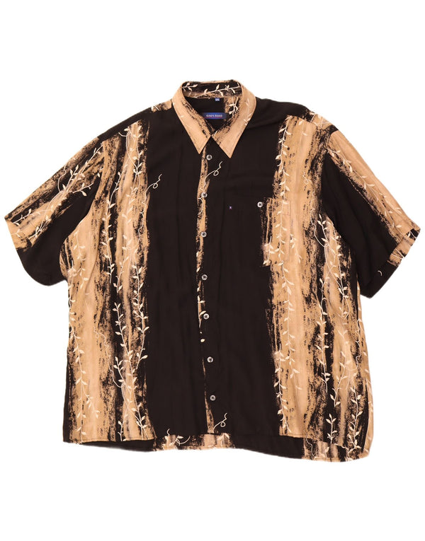 King's Road Herren-Kurzarmhemd, Größe 47/48, 3XL, Schwarz, Farbblock