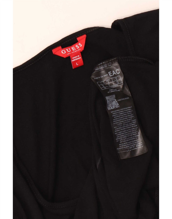 Guess Damen T-Shirt Top UK 14 Large Schwarz Polyester