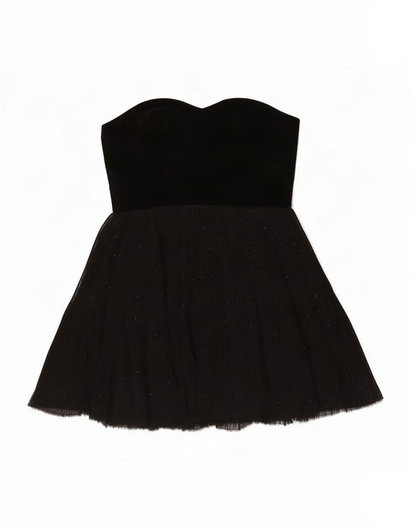 Zara Damen Mini-trägerloses Kleid UK 12 Medium Schwarz
